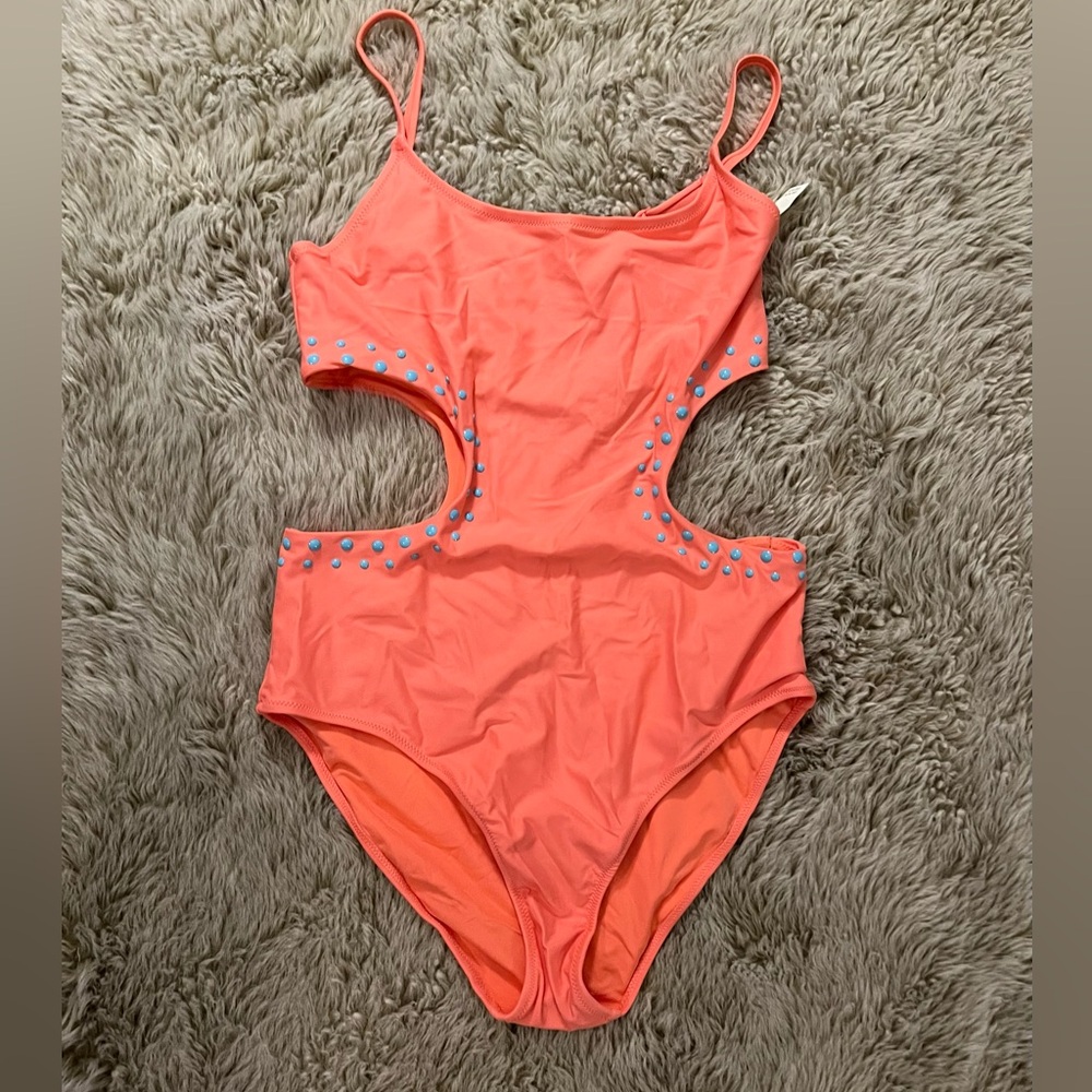 Aerie Coral Cutout Swimsuit